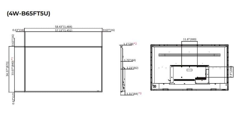 Sharp 65'' 4W-B65FT5U Class AQUOS BOARD Interactive LCD Display