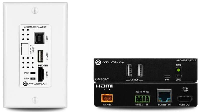 Atlona Omega Series 4K HDBaseT Lite Wallplate Extender Kit USB HDMI