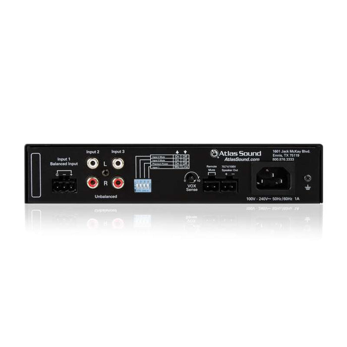 Atlas Sound 3-Input, 60-Watt Mixer Amplifier with Global Power Supply