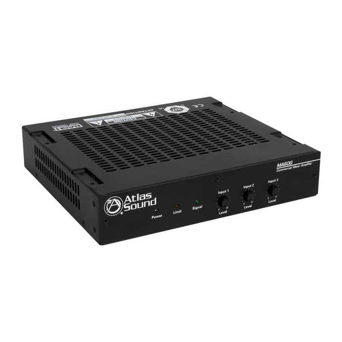 Atlas Sound 3-Input, 60-Watt Mixer Amplifier with Global Power Supply
