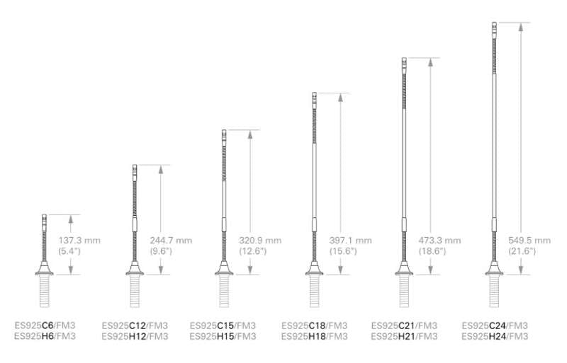 Audio Technica ES925/FM3 Cardioid Condenser Gooseneck Microphone with 3‑Pin Flush‑Mount Power Module, 307 mm (12.08") Gooseneck