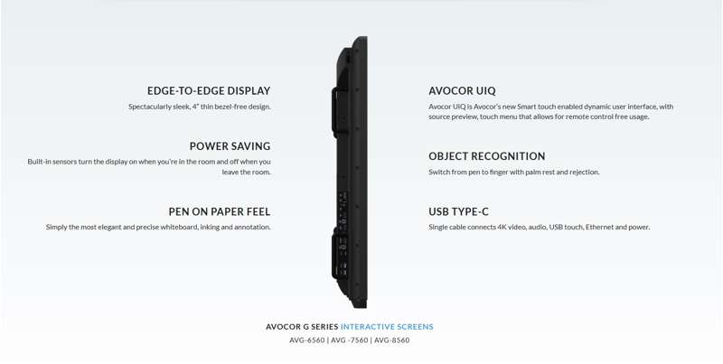 Avocor G-60 Series 65" 4K InGlass LED Interactive Display
