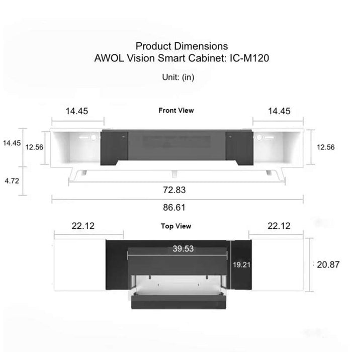 AWOL Vision Smart Cabinet for 120'' Projection, White