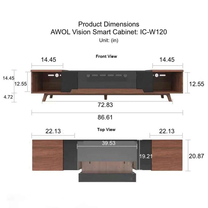 AWOL Vision Smart Cabinet for 120'' Projection, Walnut color