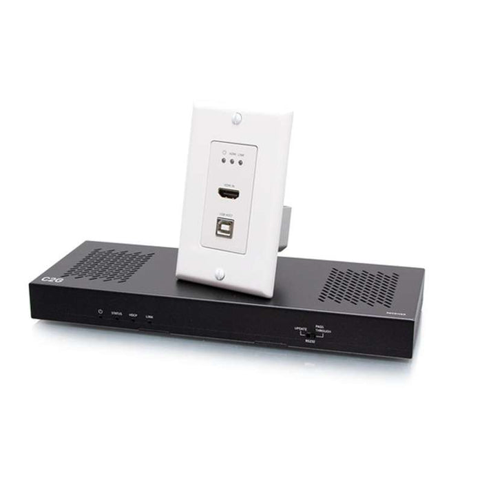 Cables To Go HDMI HDBaseT + USB-B and RS232 over Cat Extender Single Gang Wall Plate Transmitter to Box Receiver - 4K 60Hz