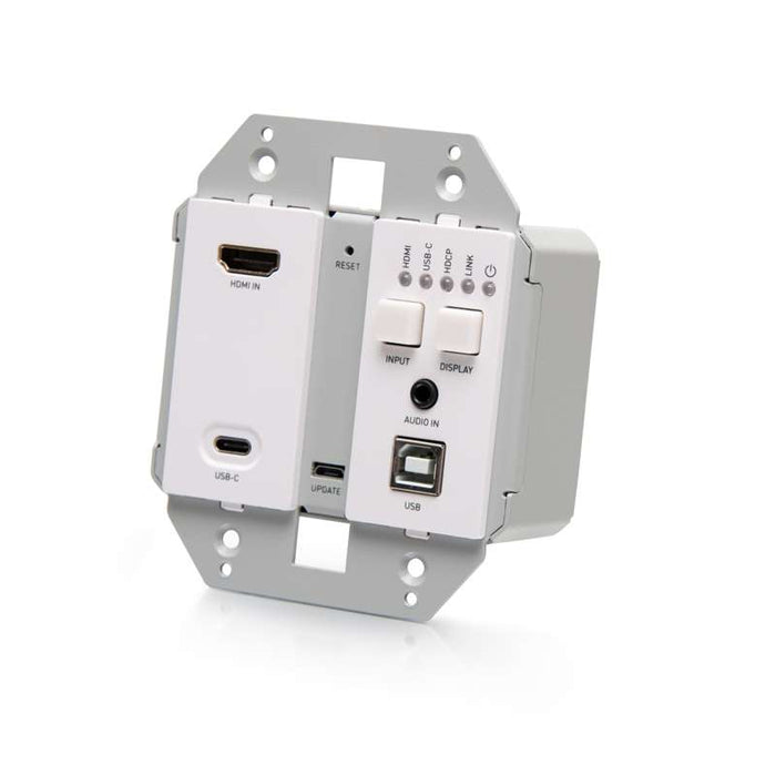 Cables To Go HDMI HDBaseT + USB-C, 3.5mm, and USB-B to A over Cat Extender Wall Plate Transmitter to Box Receiver - 4K 60Hz