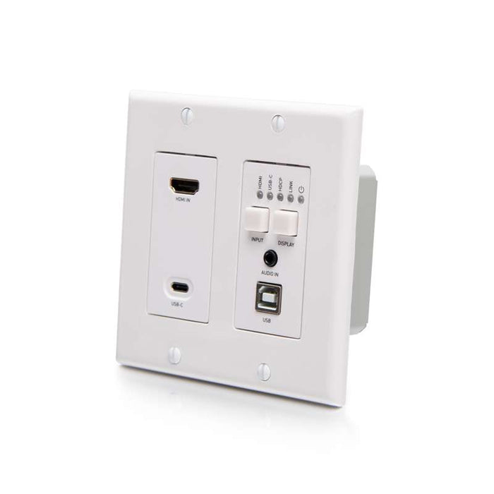 Cables To Go HDMI HDBaseT + USB-C, 3.5mm, and USB-B to A over Cat Extender Wall Plate Transmitter to Box Receiver - 4K 60Hz