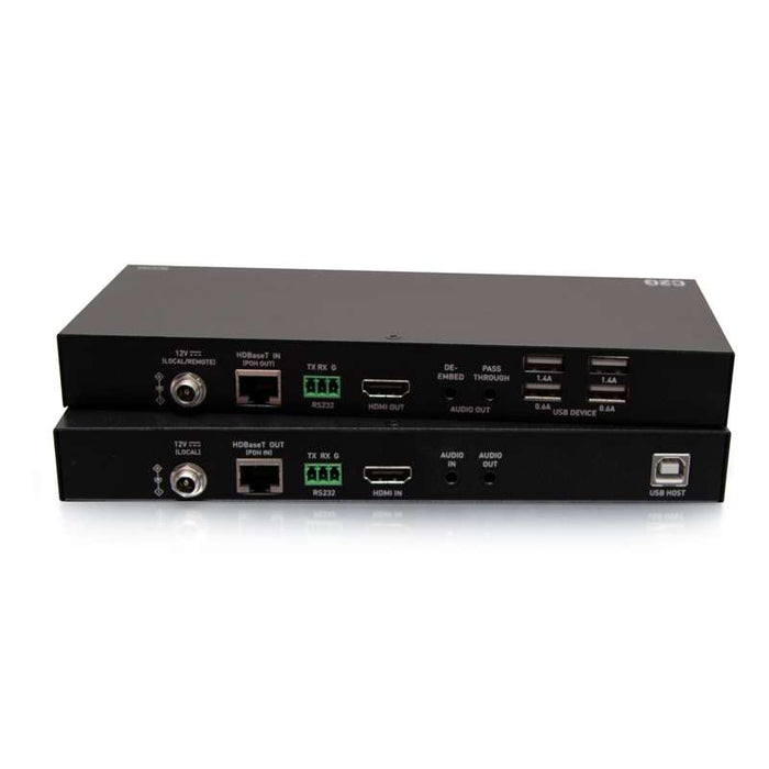 Cables To Go HDMI HDBaseT + 3.5mm, USB-B to A, and RS232 over Cat Extender Box Transmitter to Box Receiver - 4K 60Hz