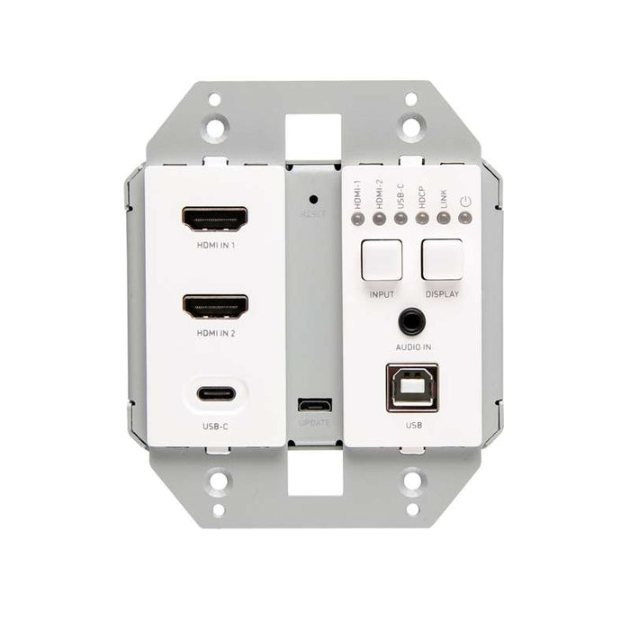 Cables To Go Dual 4K HDMI HDBaseT + USB-C, 3.5mm, and USB-B to A over Cat Extender Wall Plate Transmitter to Audio De-Embedding Box Receiver - 4K 60Hz