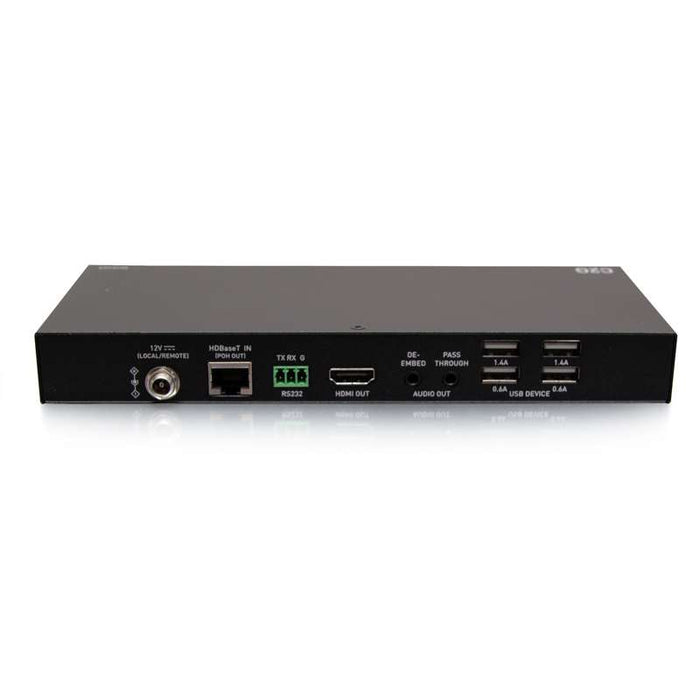 Cables To Go Dual 4K HDMI HDBaseT + USB-C, 3.5mm, and USB-B to A over Cat Extender Wall Plate Transmitter to Audio De-Embedding Box Receiver - 4K 60Hz