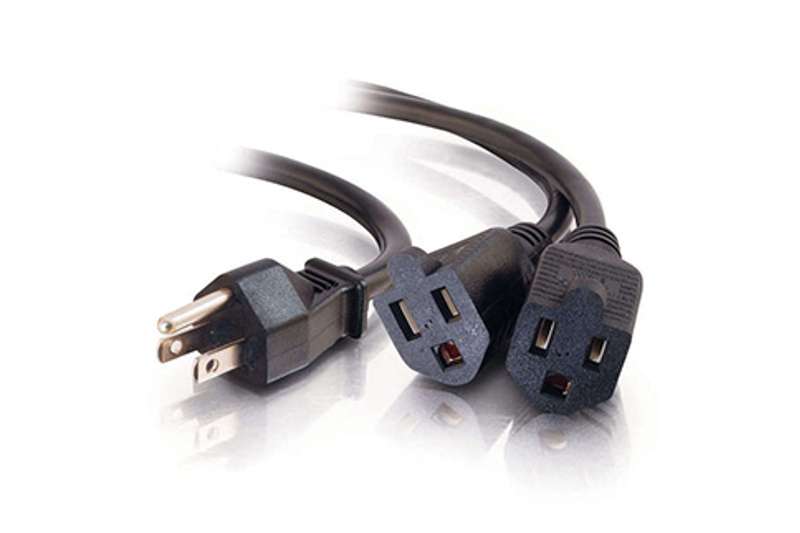 Cables To Go 18in 16 AWG 1-to-2 Power Cord Splitter -1 NEMA 5-15P to 2 ...