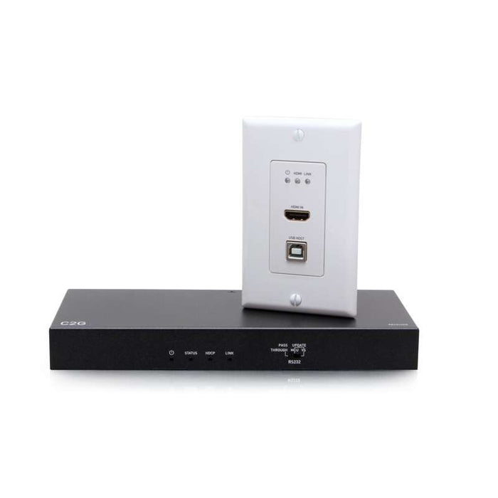 Cables To Go HDMI HDBaseT + USB-B to A and RS232 Over Cat Extender Single Gang Wall Plate Transmitter to Box Receiver - 4K 60Hz (TAA Compliant)