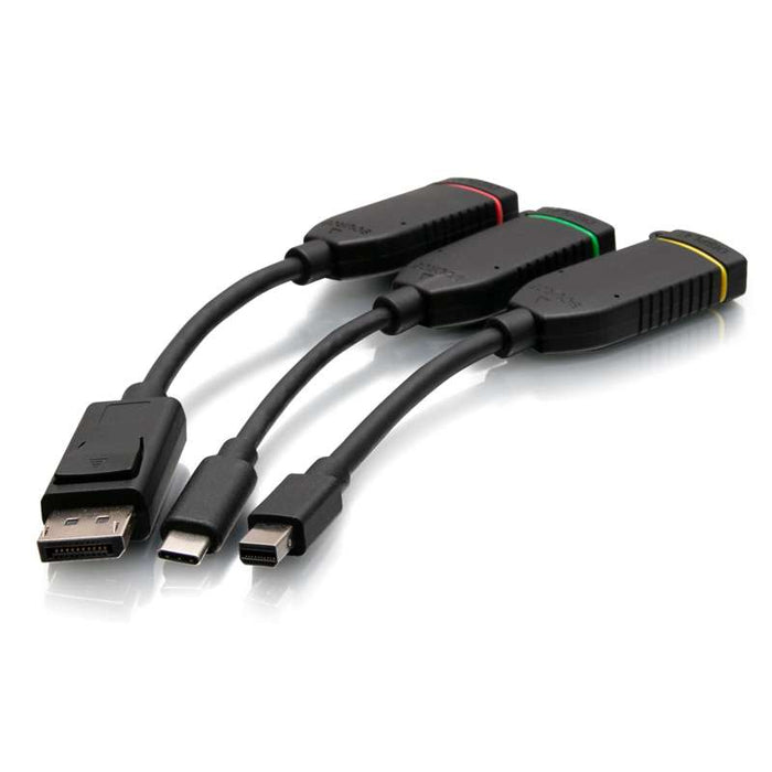 Cables To Go 6ft (1.8m) 4K HDMI Premium Cable and Universal Dongle Adapter Ring with Color Coded Mini DisplayPort, DisplayPort, and USB-C