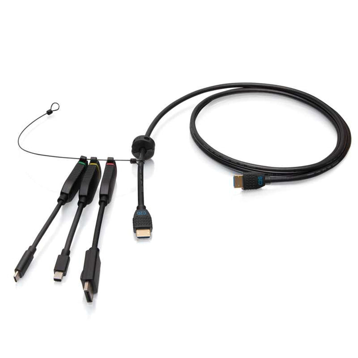 Cables To Go 6ft (1.8m) 4K HDMI Premium Cable and Universal Dongle Adapter Ring with Color Coded Mini DisplayPort, DisplayPort, and USB-C