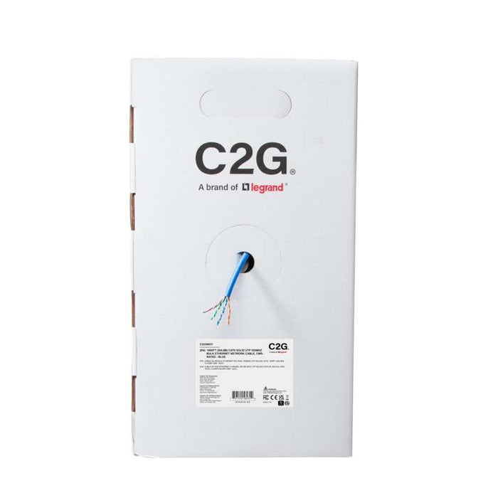 Cables To Go 1000ft (304.8m) TAA-Compliant Cat6 Bulk Unshielded (UTP) Ethernet Network Cable with Solid Conductors-Riser CMR-Rated - Blue
