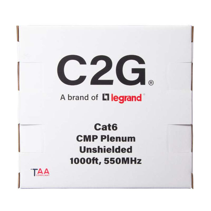 Cables To Go 1000ft (304.8m) TAA-Compliant Cat6 Bulk Unshielded (UTP) Ethernet Network Cable with Solid Conductors-Plenum CMP-Rated - Gray