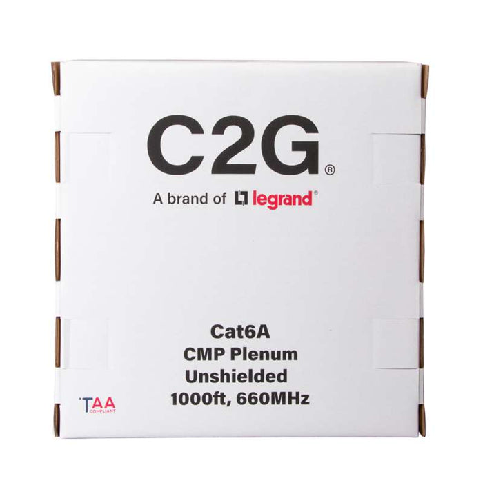 Cables To Go 1000ft (304.8m) TAA-Compliant Cat6a Bulk Unshielded (UTP) Ethernet Network Cable with Solid Conductors-Plenum CMP-Rated - Black