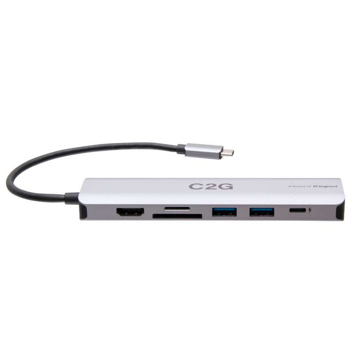 Cables To Go USB-C to HDMI, USB-A, SD Card Reader, Ethernet, and USB-C Mini Docking Station 4K 60Hz-Gray