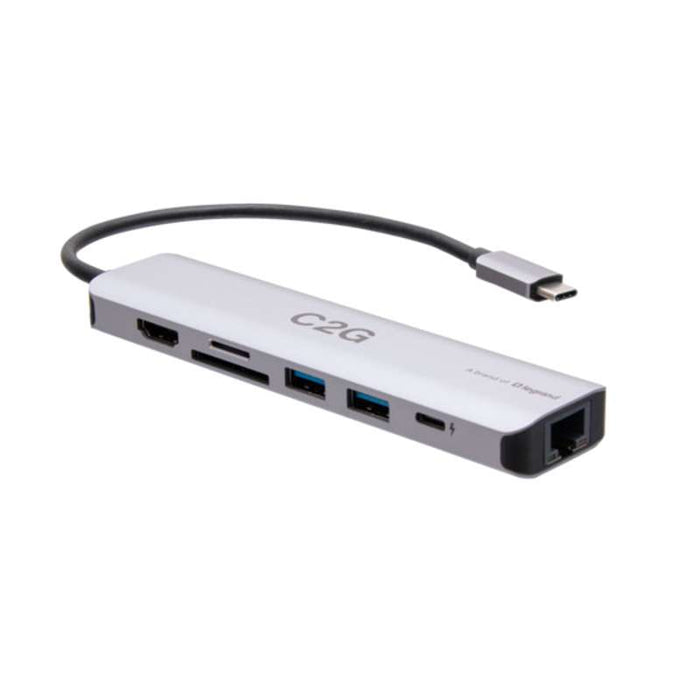Cables To Go USB-C to HDMI, USB-A, SD Card Reader, Ethernet, and USB-C Mini Docking Station 4K 60Hz-Gray