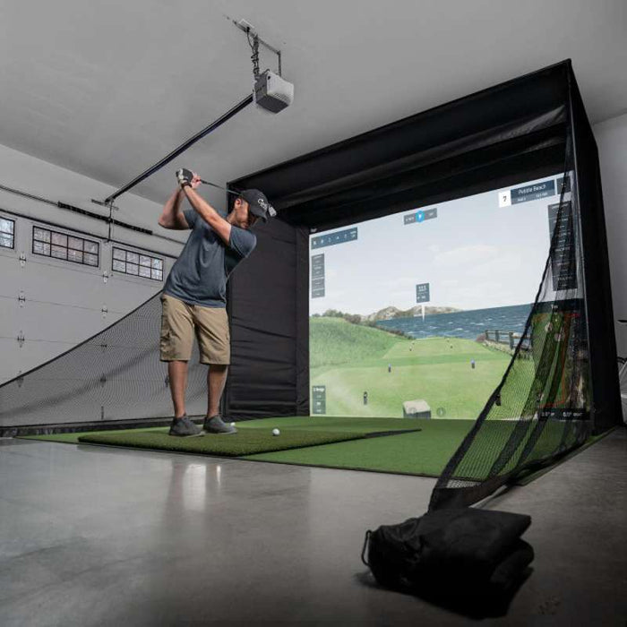 Carl's Place DIY Golf Simulator Enclosure Kit (7′7″ × 10′ × 5′) with Premium Golf Impact Screen