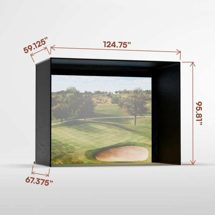 Carl's Place DIY Golf Simulator Enclosure Kit (7′7″ × 10′ × 5′) with Premium Golf Impact Screen
