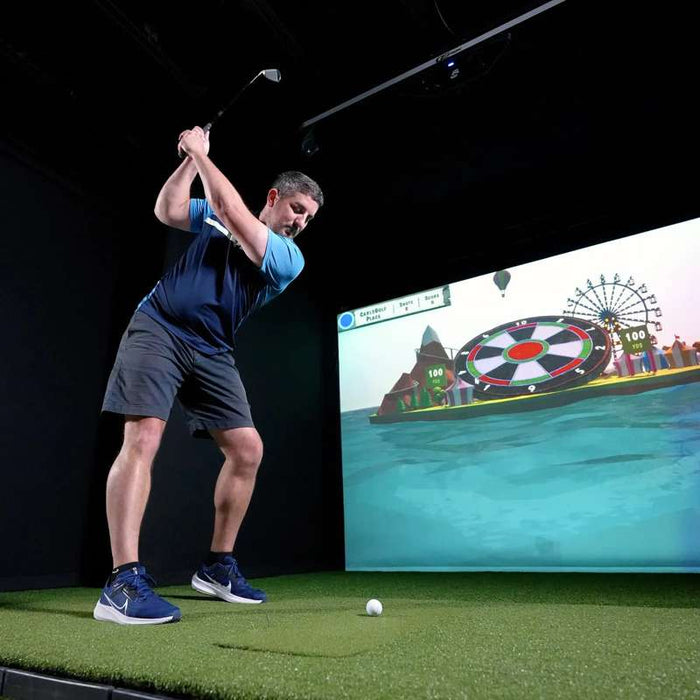 Carl's Place Pro Golf Simulator Enclosure Kit (10' × 13' × 10') with High‑Contrast Gray Premium Golf Screen