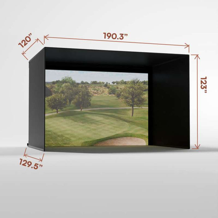 Carl's Place Pro Golf Simulator Enclosure Kit (10' × 15'5" × 10') with High‑Contrast Gray Premium Golf Screen