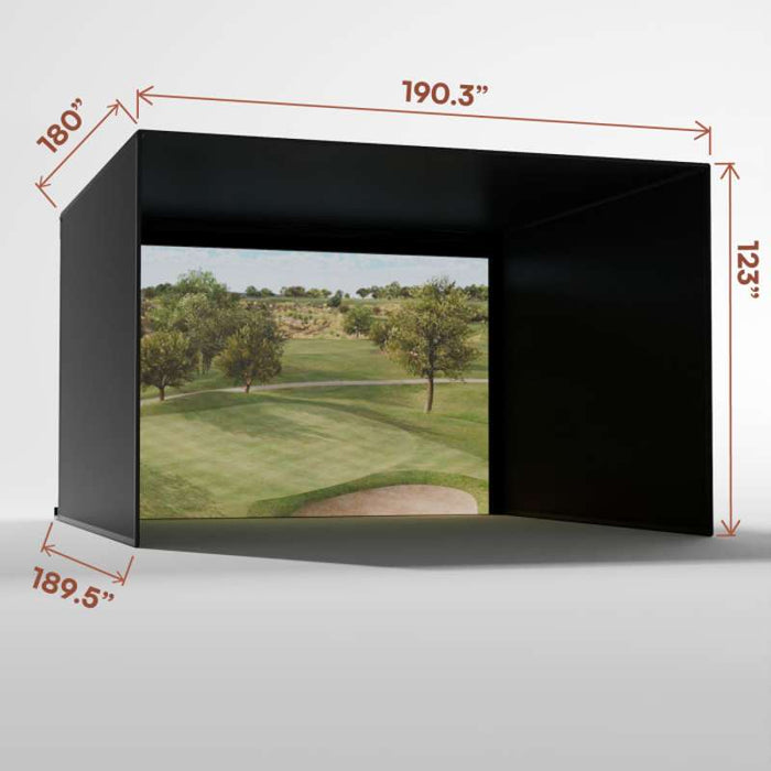 Carl's Place Pro Golf Simulator Enclosure Kit (10' × 15'5" × 15') with High‑Contrast Gray Premium Golf Screen