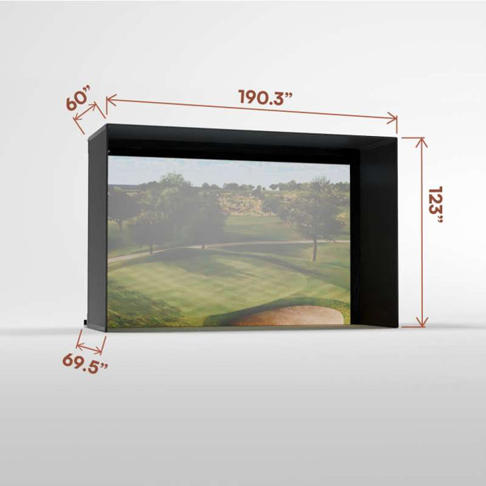 Carl's Place Pro Golf Simulator Enclosure Kit (10' × 15'5" × 5') with High‑Contrast Gray Premium Golf Screen