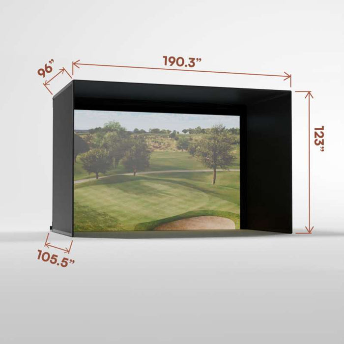 Carl's Place Pro Golf Simulator Enclosure Kit (10' × 15'5" × 8') with High‑Contrast Gray Premium Golf Screen