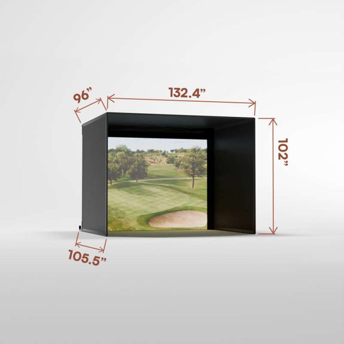 Carl's Place Pro Golf Simulator Enclosure Kit (8' × 10'5" × 8') with High‑Contrast Gray Premium Golf Screen