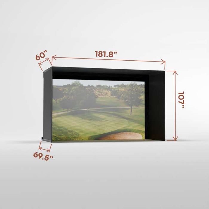 Carl's Place Pro Golf Simulator Enclosure Kit (8'5" × 14'5" × 5') with High‑Contrast Gray Premium Golf Screen