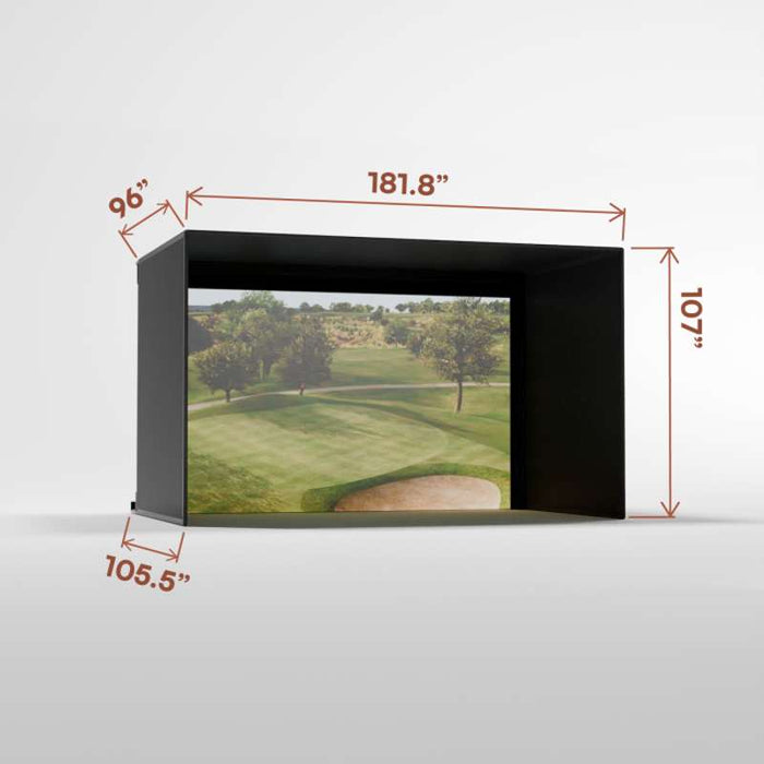 Carl's Place Pro Golf Simulator Enclosure Kit (8'5" × 14'5" × 8') with High‑Contrast Gray Premium Golf Screen