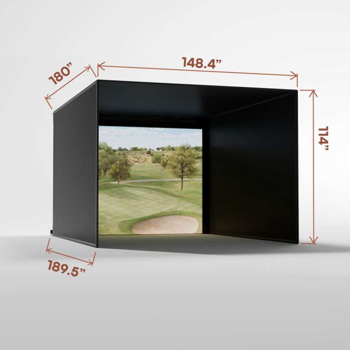 Carl's Place Pro Golf Simulator Enclosure Kit (9' × 12' × 15') with High‑Contrast Gray Premium Golf Screen