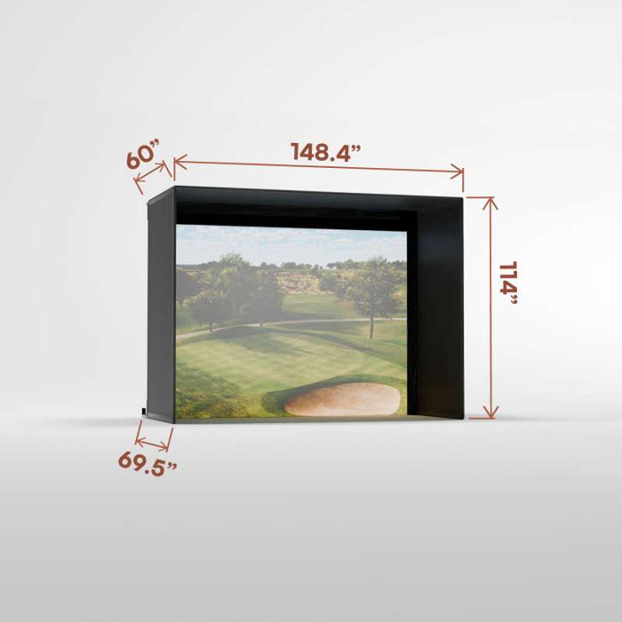 Carl's Place Pro Golf Simulator Enclosure Kit (9' × 12' × 5') with High‑Contrast Gray Premium Golf Screen