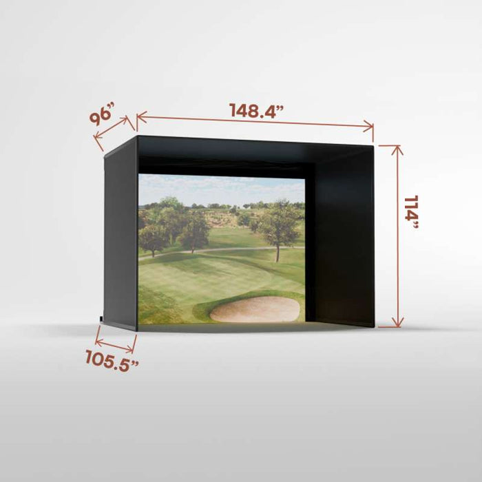 Carl's Place Pro Golf Simulator Enclosure Kit (9' × 12' × 8') with High‑Contrast Gray Premium Golf Screen