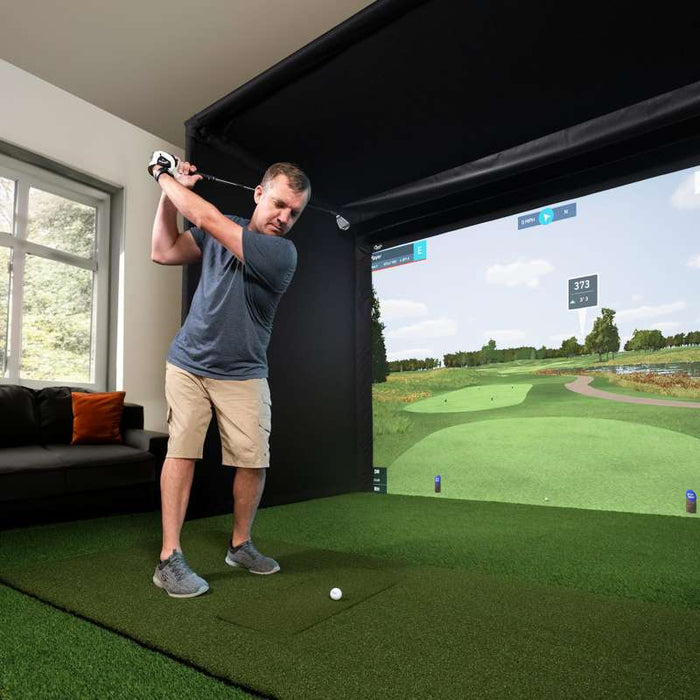 Carl's Place Pro Golf Simulator Enclosure Kit (10' × 13' × 5') with Premium Impact Golf Screen