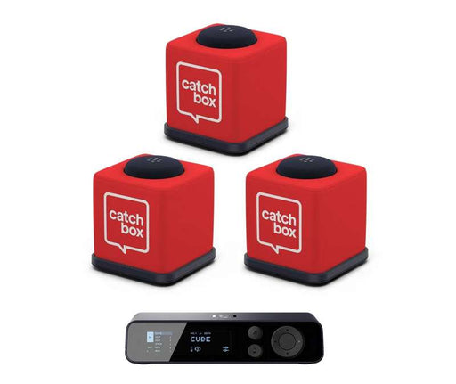 Catchbox Plus System with 4 channel Hub DSP receiver with 3 Cube incl chargers, Standard - Red