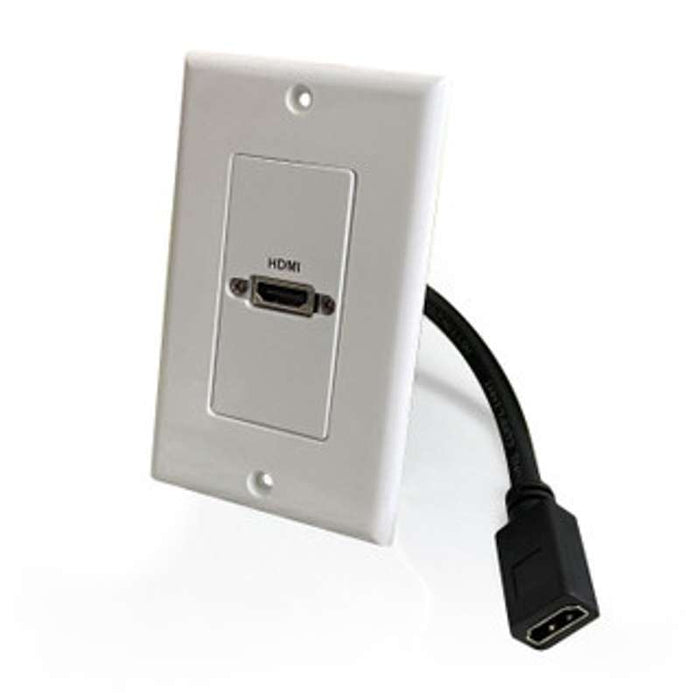 Comprehensive Video HDMI Pass-Through Single Gang Decorative Wall Plate with Pigtail, White