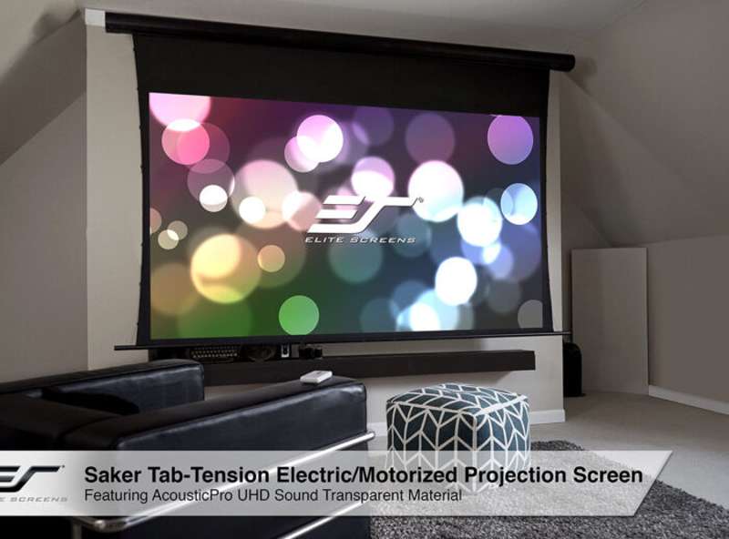 Elite Screens Saker Tab-Tension AcousticPro UHD Series, 135-inch Diag., 16:9 Electric Screen