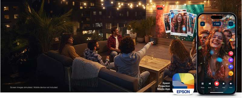 Epson Lifestudio Grand LS670W 4K PRO-UHD Ultra Short Throw Laser Projector, White