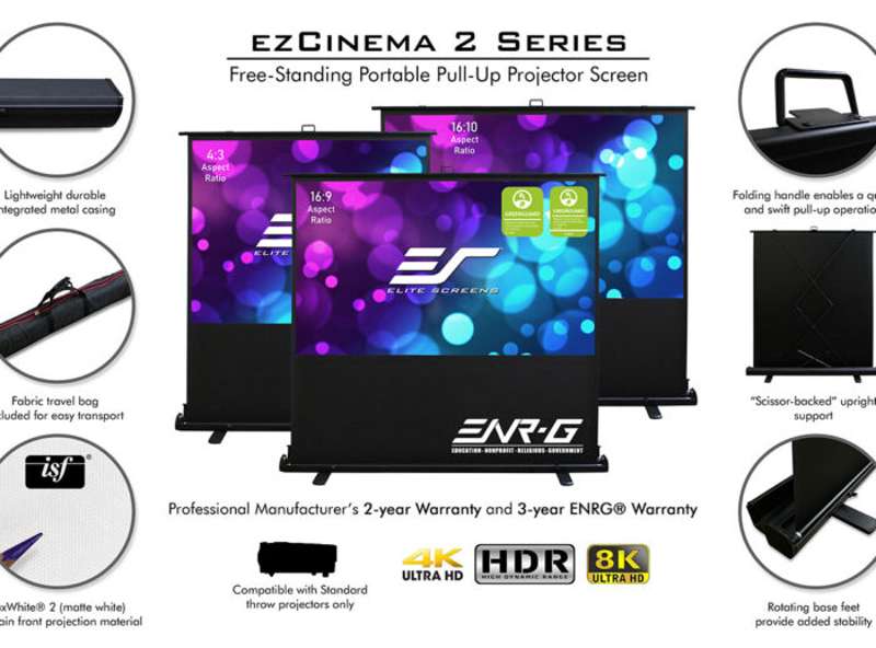 Elite ezCinema 2 Series, 120-inch Diag., 4:3 Portable Screen, MaxWhite2 Material