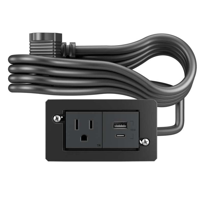 Wiremold dash Furniture Power Center, Outlet and USB A/C, Graphite