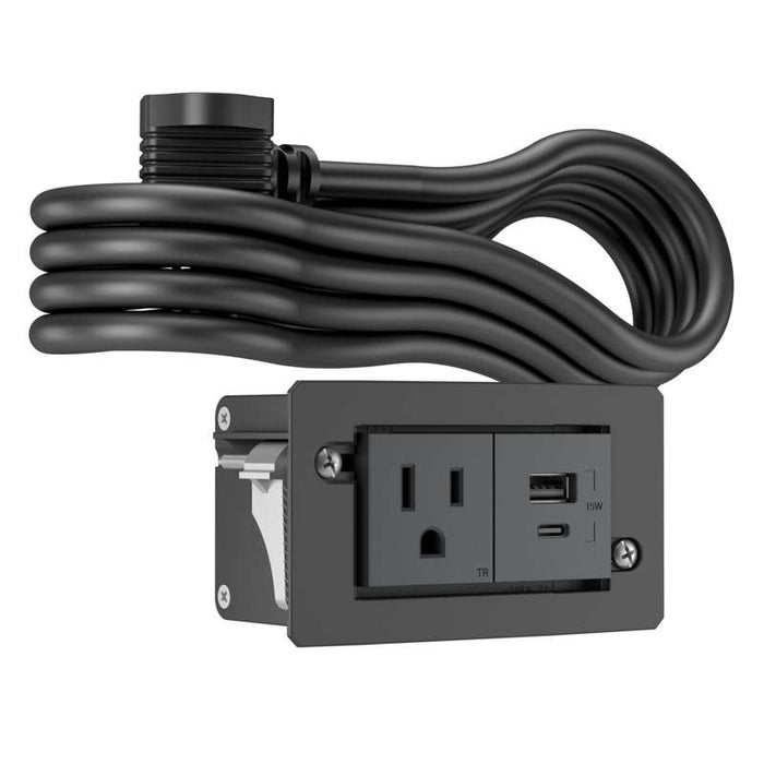 Wiremold dash Furniture Power Center, Outlet and USB A/C, Graphite