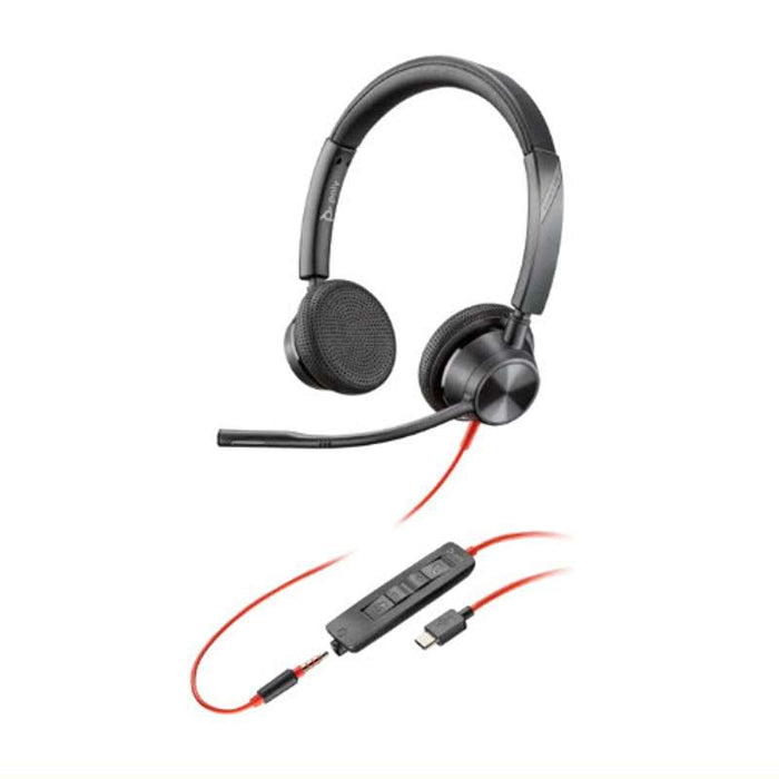Poly Blackwire 3325 Stereo USB-C Headset +3.5mm plug +USB-C/A Adapter (8X221AA)