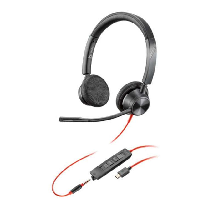 Poly Blackwire 3325 Stereo USB-C Headset +3.5mm plug +USB-C/A Adapter (8X221AA)