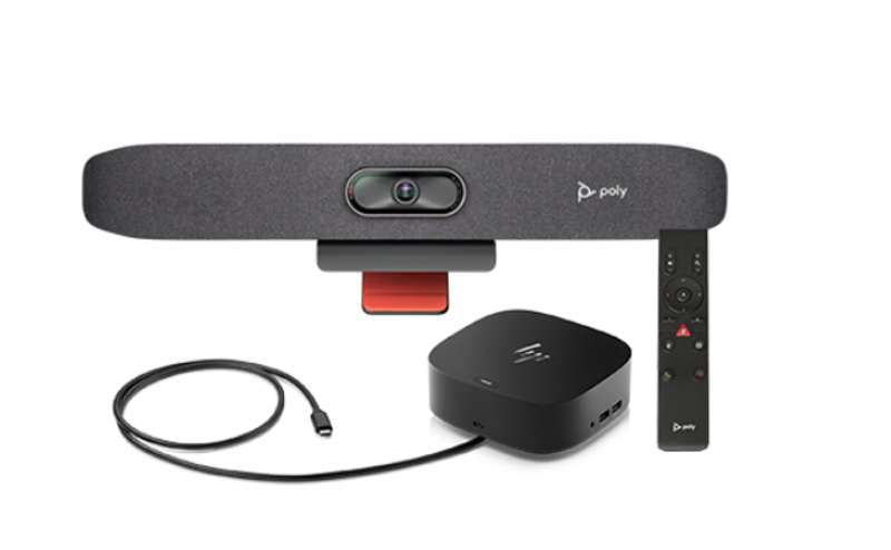 Poly Studio R30 Plus USB Video Bar & BT Remote with HP USB-C Dock G5 Video Conferencing Bundle