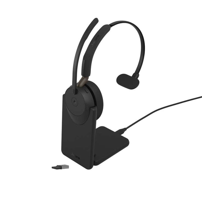Jabra Evolve3 45 Mono MS Headset - USB-A with LINK 390a Bluetooth Adapter and Charging Stand