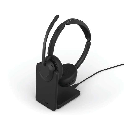 Jabra Evolve3 45 Stereo UC Headset - USB-A with LINK 390a Bluetooth Adapter and Charging Stand