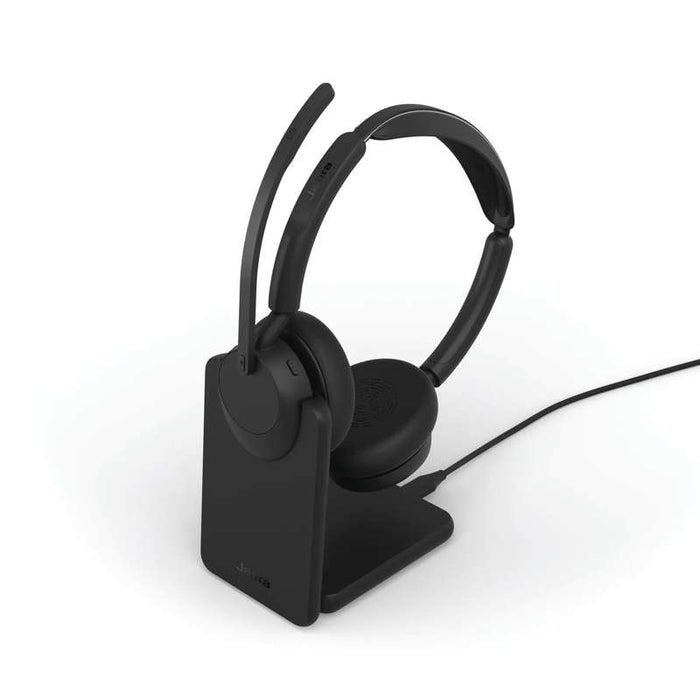 Jabra Evolve3 45 Stereo UC Headset - USB-A with LINK 390a Bluetooth Adapter and Charging Stand